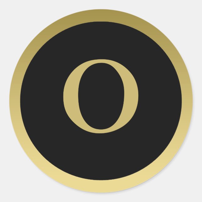 O: Monograma O Pegatina elegante de oro y negro (Anverso)
