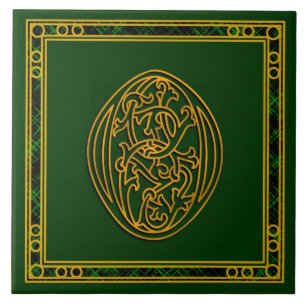O Monograma "Oro irlandés en verde" Baldosas cerám