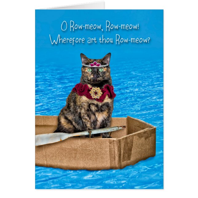 O Un Gato De Fila En Un Barco De Cartón Divertido  (Frente)