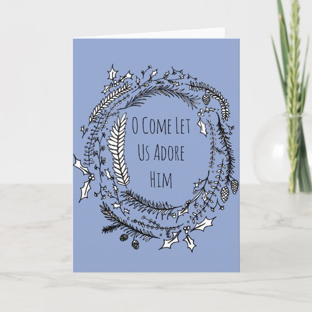 O Ven, déjanos Adorarle la tarjeta de Navidades (Anverso)