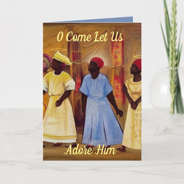 O Venga, Adoremos Su Tarjeta De Navidades Afrocént (Anverso)