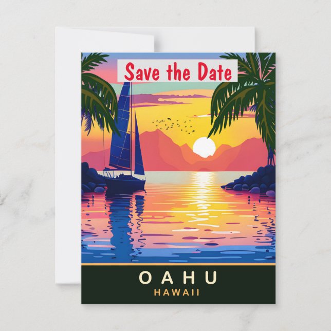 Oahu, Hawaii, postal de viaje, (Anverso)