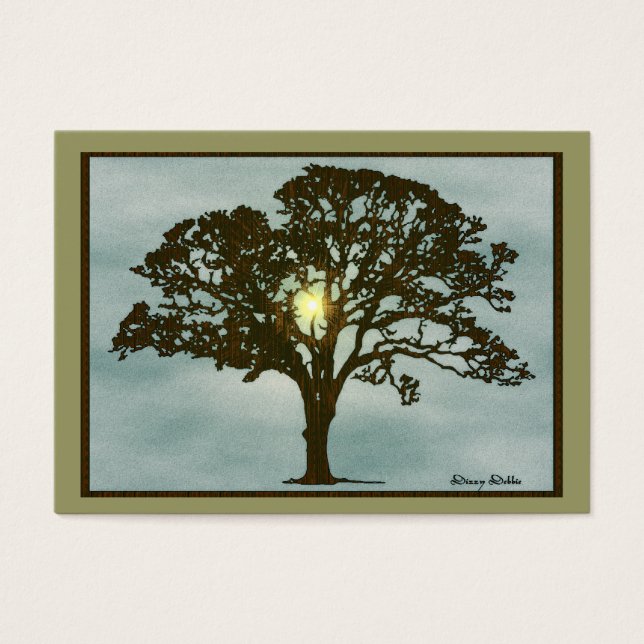 Oak Tree at Sunset Art Card (Frente)