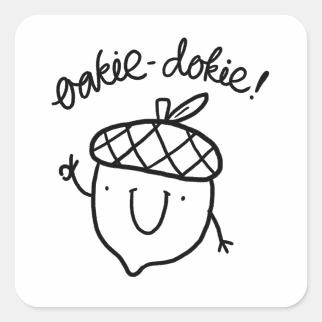 Oakie Dokie Cute Acorn Pun Pegatina (Anverso)