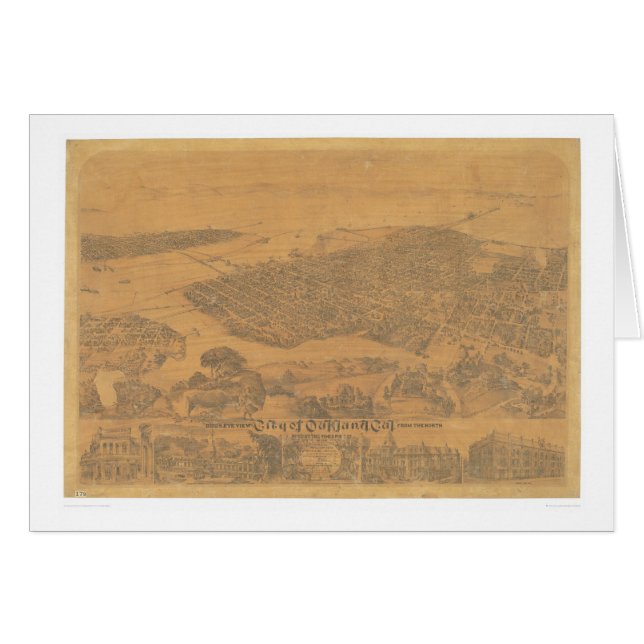 Oakland, mapa panorámico 1881 (1231A) del CA (Anverso (Horizontal))