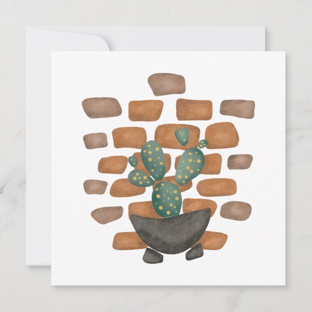 Oasis de Cactus: Decoración de Pared de Ladrillo I (Anverso)