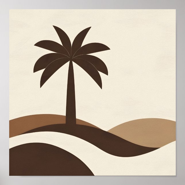 Oasis del desierto Palm Tree Arte Minimalista Impr (Frente)