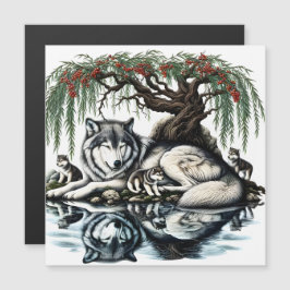 Oasis familiar de Lobo Serene en naturaleza ídílic