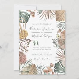 Oasis tropical Invitación de casamiento con hojas 