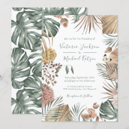 Oasis tropical Invitación de casamiento con hojas 