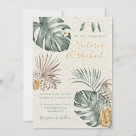 Oasis tropical Invitación de casamiento con hojas 