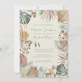 Oasis tropical Invitación de casamiento con hojas 
