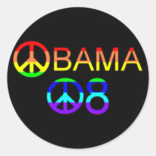Obama 08 Pegatinas de signos de paz del arcoiris
