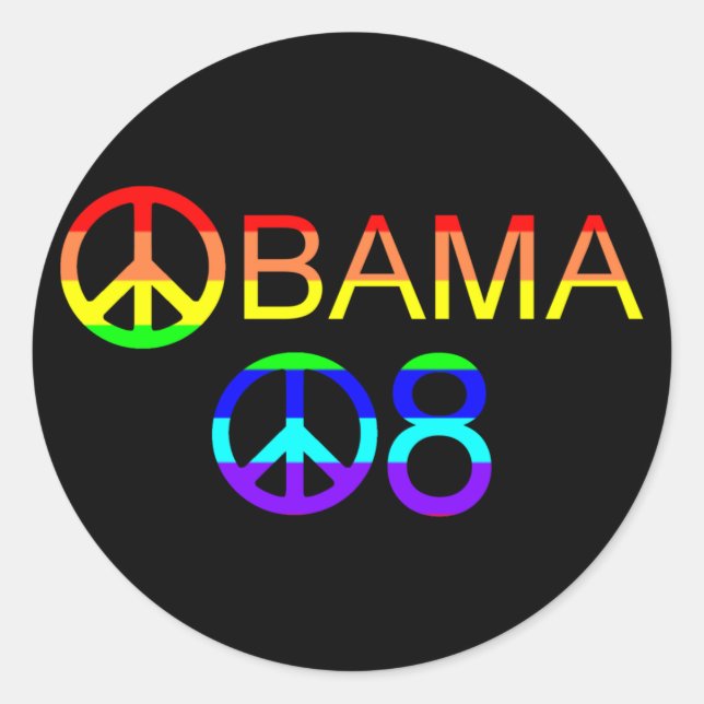 Obama 08 Pegatinas de signos de paz del arcoiris (Anverso)
