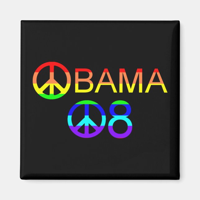 Obama 2008 Signo de paz imanes del arcoiris (Frente)