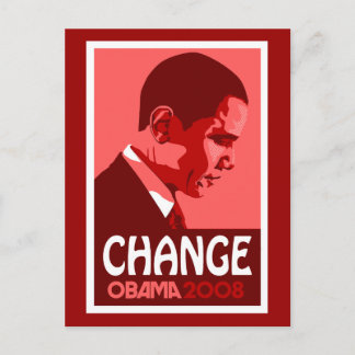 Obama - Cambiar la tarjeta postal roja oscura