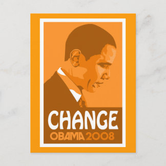 Obama - cambie la postal anaranjado oscuro