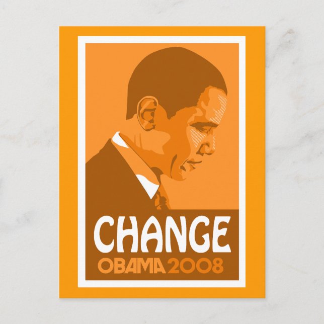 Obama - cambie la postal anaranjado oscuro (Anverso)