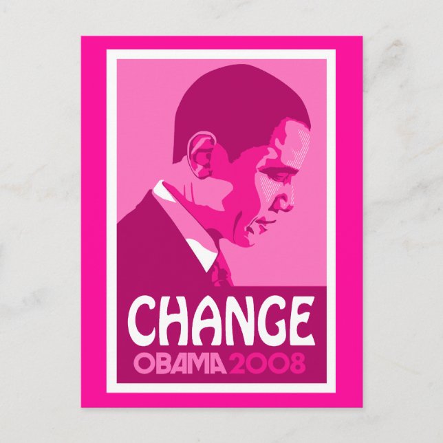 Obama - cambie la postal rosada oscura (Anverso)