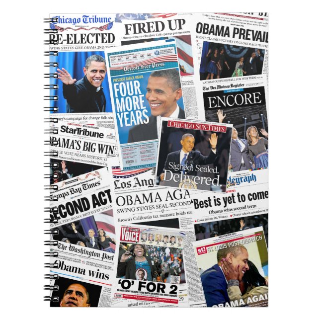 Obama gana el cuaderno 2012 de la reelección (Frente)