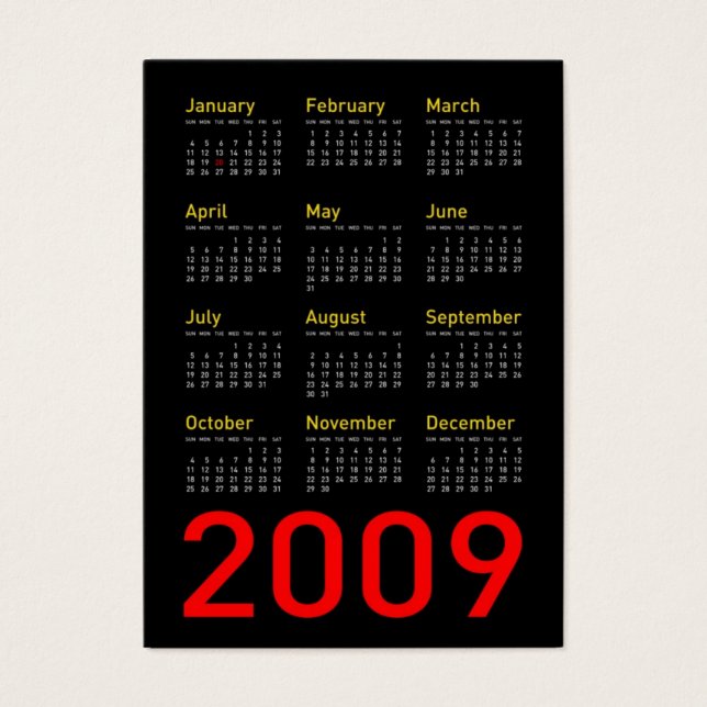 Obama Memorabilia - Calendario de bolsillo 2009 (Frente)