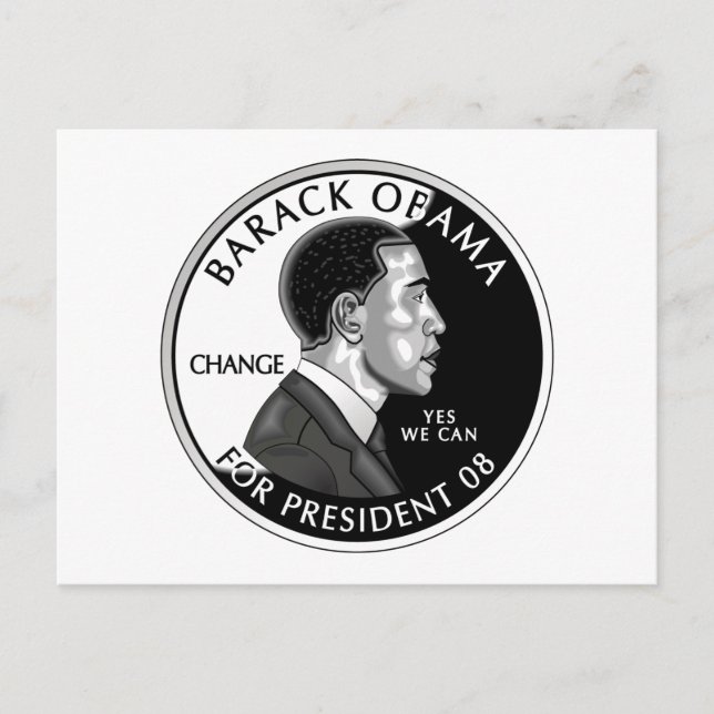 Obama Para Presidente (Blanco) Postal (Anverso)