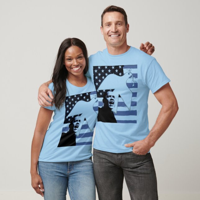 Obama Peace Dove/ Flag Larga Manga Camisa Raglan (Unisexo)