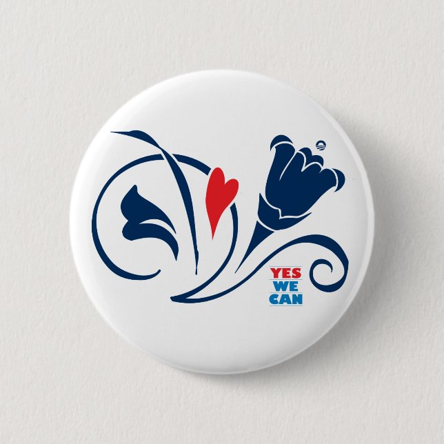 Obama - podemos sí, botón de los flores del amor, (Anverso)