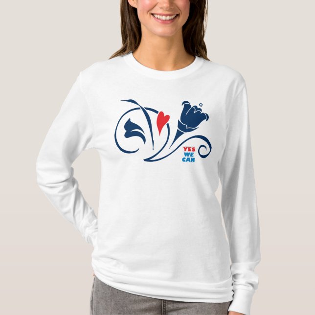 Obama - podemos sí, camiseta larga de la manga, (Anverso)