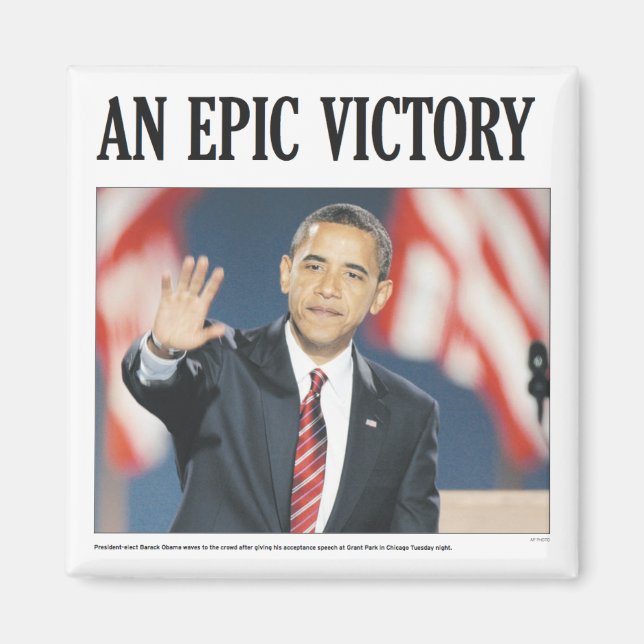 Obama: Un imán de victoria épico (Frente)