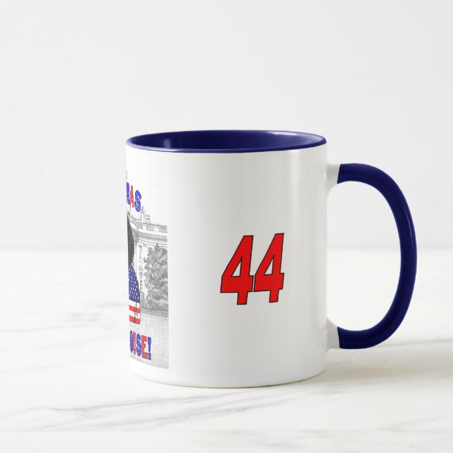 Obamas en taza de la casa de DA (Derecha)