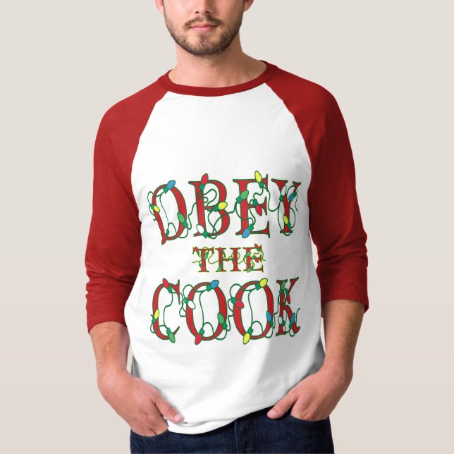 Obedece la camiseta de Cook Funny Holiday Lights (Anverso)