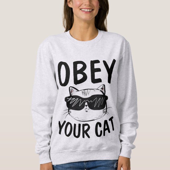 OBEDECER TU GATO, Camisetas Graciosas Cat (Anverso)