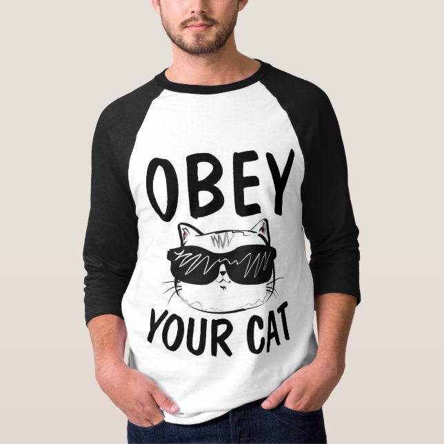 OBEDECER TU GATO, Camisetas Graciosas Cat (Anverso)