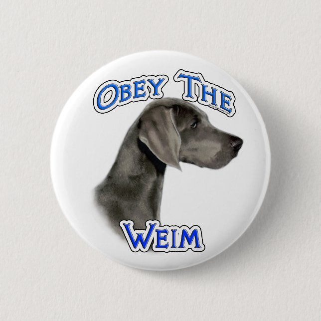 Obedezca el botón Weimaraner (Anverso)