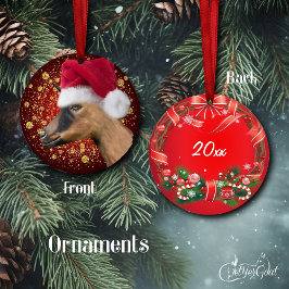 Oberhasli Goat Santa Hat Ornamento de Navidad