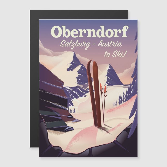 Oberndorf, Salzburgo, Austria, poster de esquí (Anverso/Reverso)