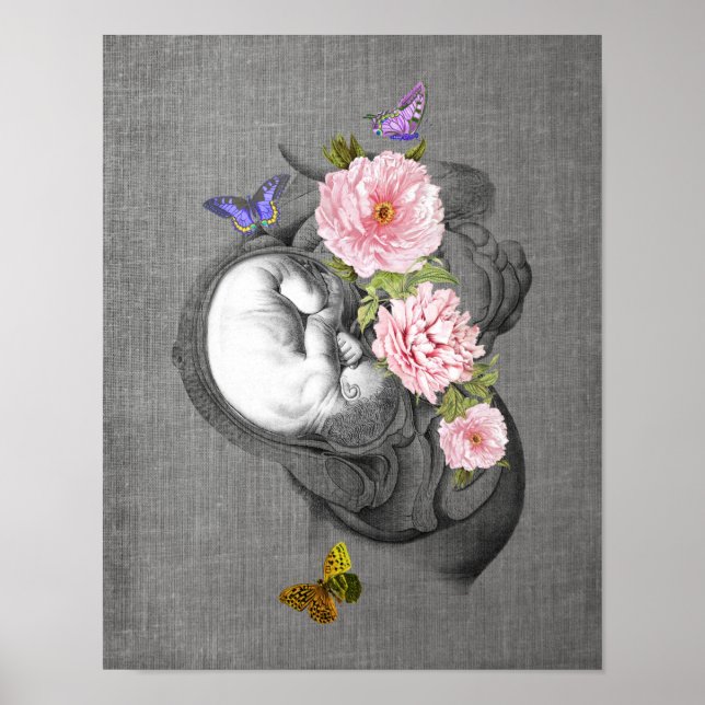 OBGYN Anatomía Arte Floral Beber Decoración 2 (Frente)