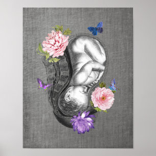 OBGYN Anatomía Arte Floral Beber Decoración 3