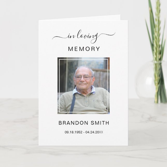 Obituario funerario de servicio con tarjeta de agr (Anverso)