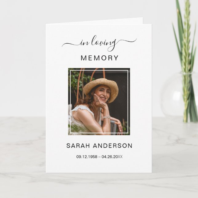 Obituario funerario de servicio con tarjeta de agr (Anverso)