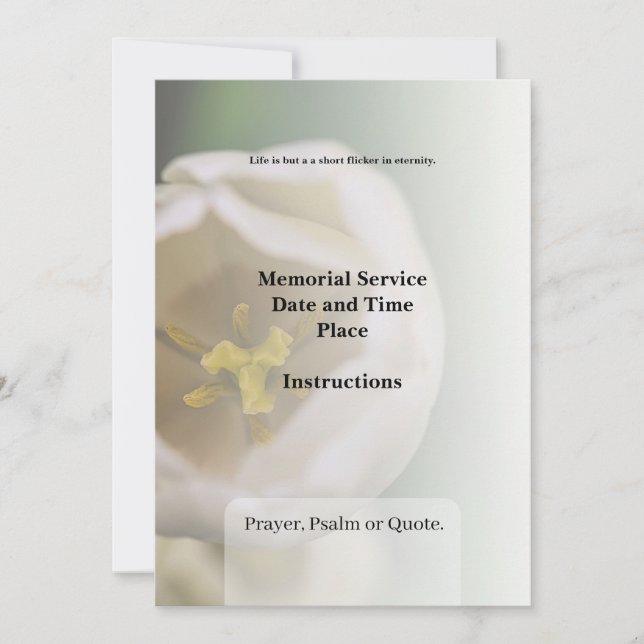 Obituario, Invitación Funeral (Anverso)