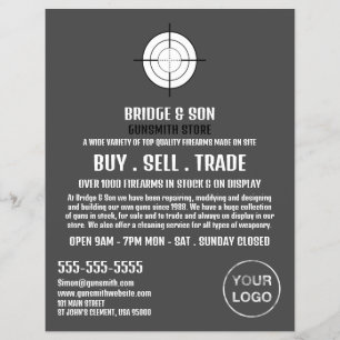 Objetivo de armas, pistolero, publicidad de tienda