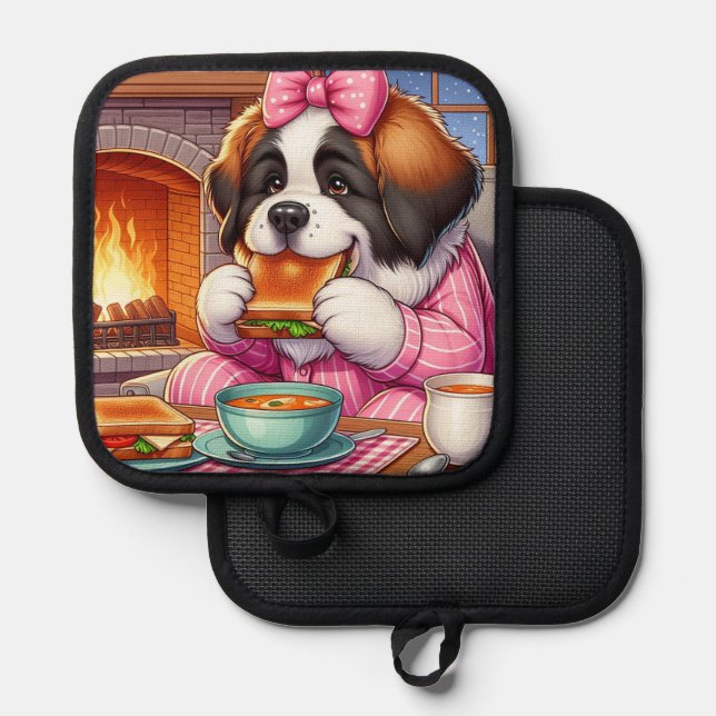 Obra artística de Pot Holder W/ Saint Bernard (Anverso/Reverso)