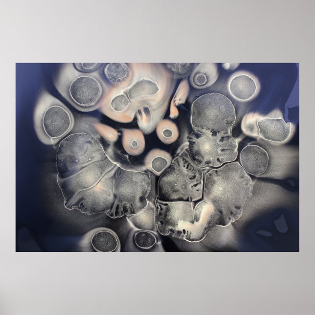 Obra de arte abstracta gris y rosa (Frente)