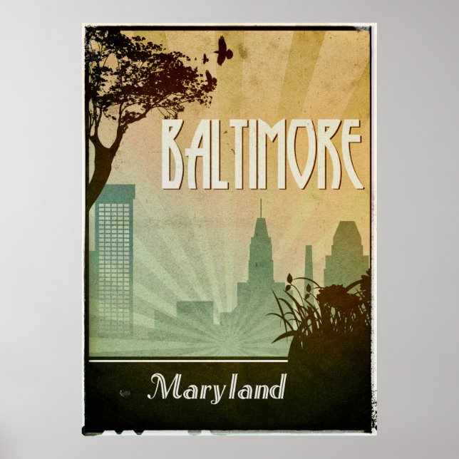 Obra de arte Baltimore Art Deco Design City Poster (Frente)