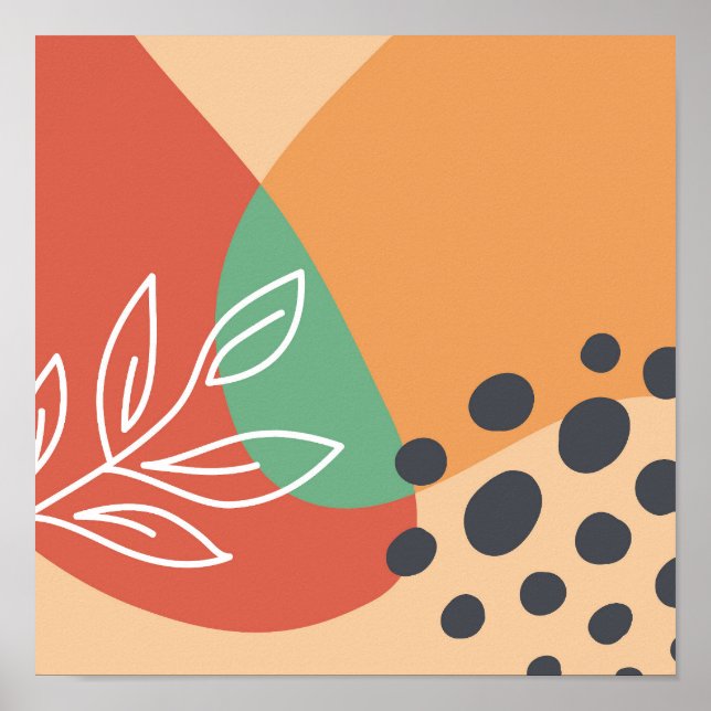 Obra de arte de Boho, líneas florales, formas colo (Frente)