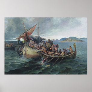 Obra de arte de la batalla naval de Viking