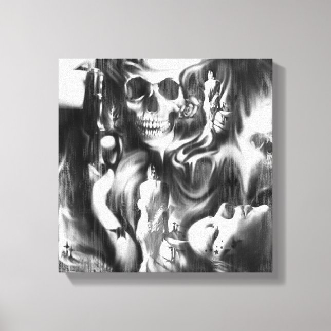 Obra de arte de lienzo multimedia sin y humo. (Anverso)