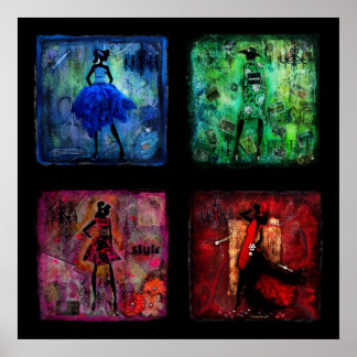 Obra de arte de medios mixta a color para mujeres